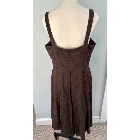 VTG Talbots Dress Embroidered Brown SZ 14 Classic Beach Cruise Summer - Picture 2 of 10